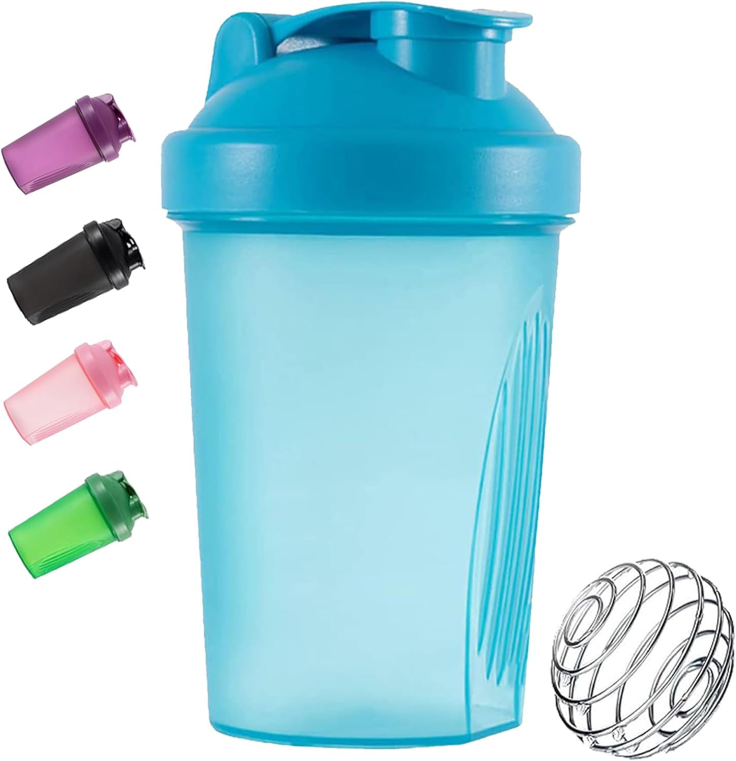 400ml Protein Shaker Bottle with Mixball, Leak-Proof Gym Shaker Cup, BPA-Free Plastic Blender Bottle for Pre Workout & Fitness Supplements (Blue)
