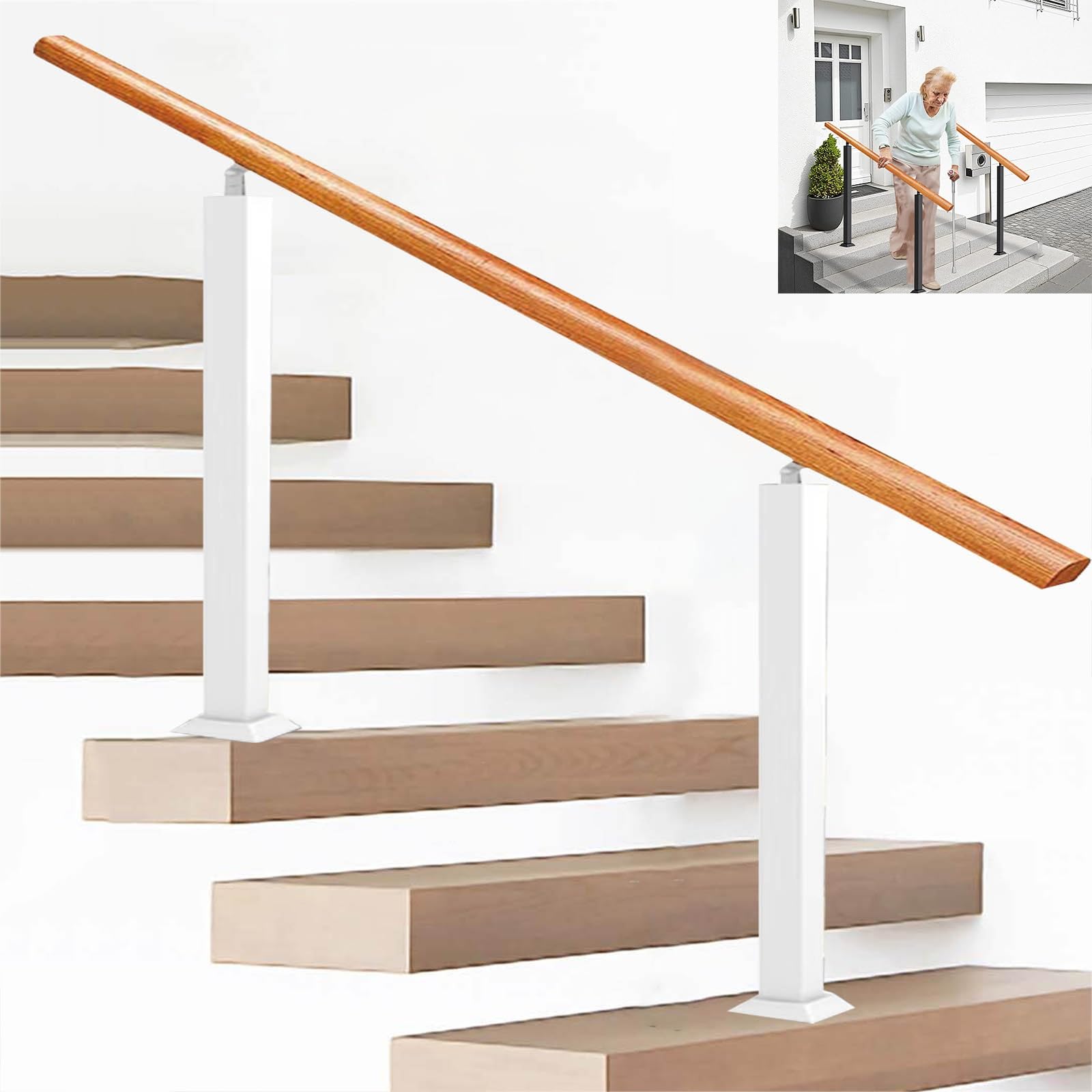 Gyeqxkt Women's Bianco Traditional Handrails For 2 3 Steps Adjustable Angle Ideal For Concrete Or Porch Steps 85Cm H X 160Cm L