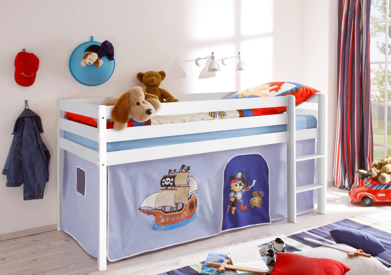 AVANTI TRENDSTORE – Tunnel E Tasca Per Letto A Soppalco Per Bambini, In Cotone Rosa Principessa, 90x76x100 Cm