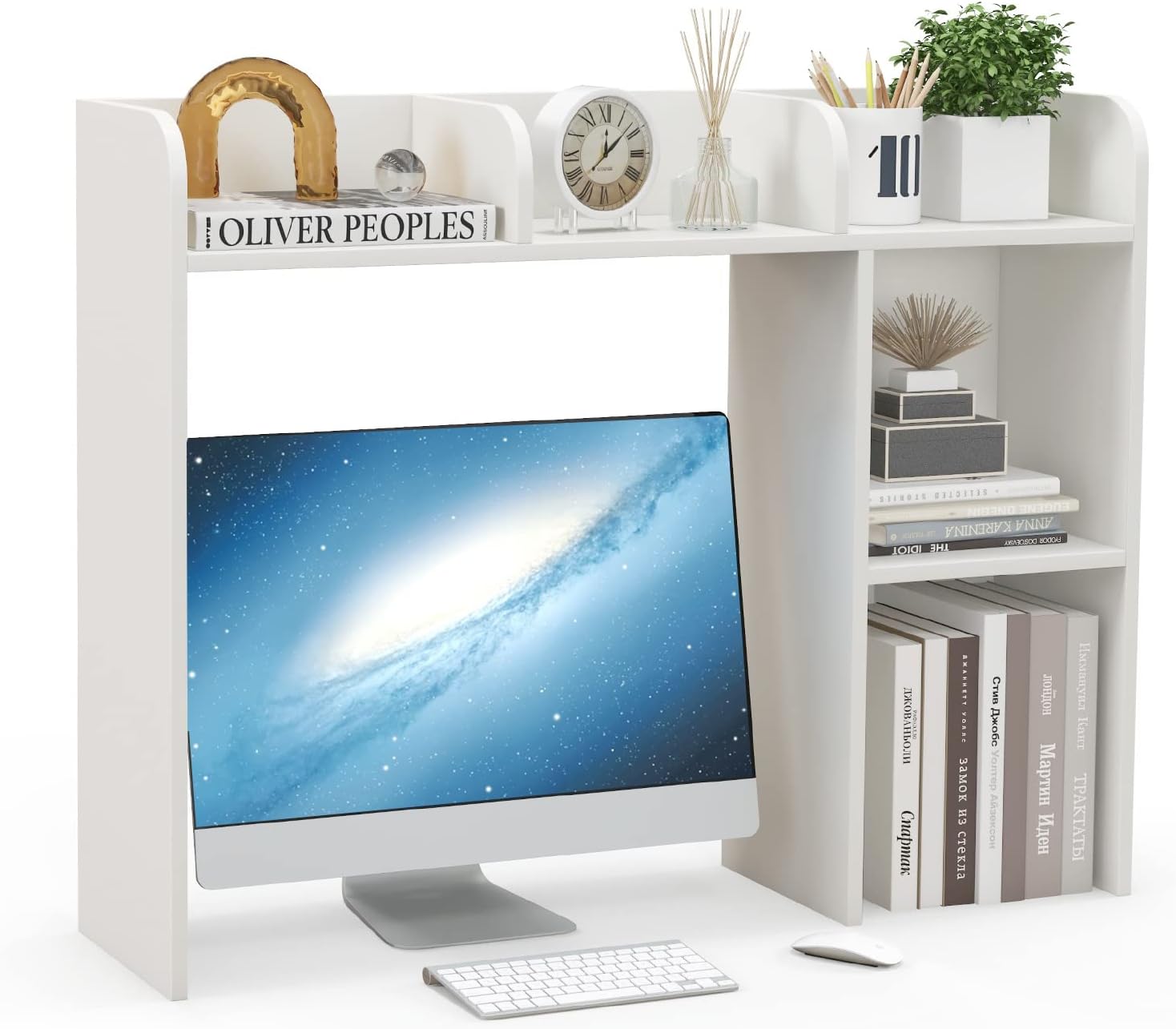 Giantex Desktop Bookshelf, Wood Desk Hutch Organizer for 27