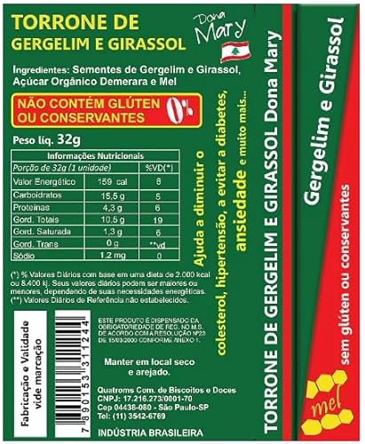 Barrinha de Cereais GERGELIM - Torrones de grãos (pequeno, Gergelim e Girassol)