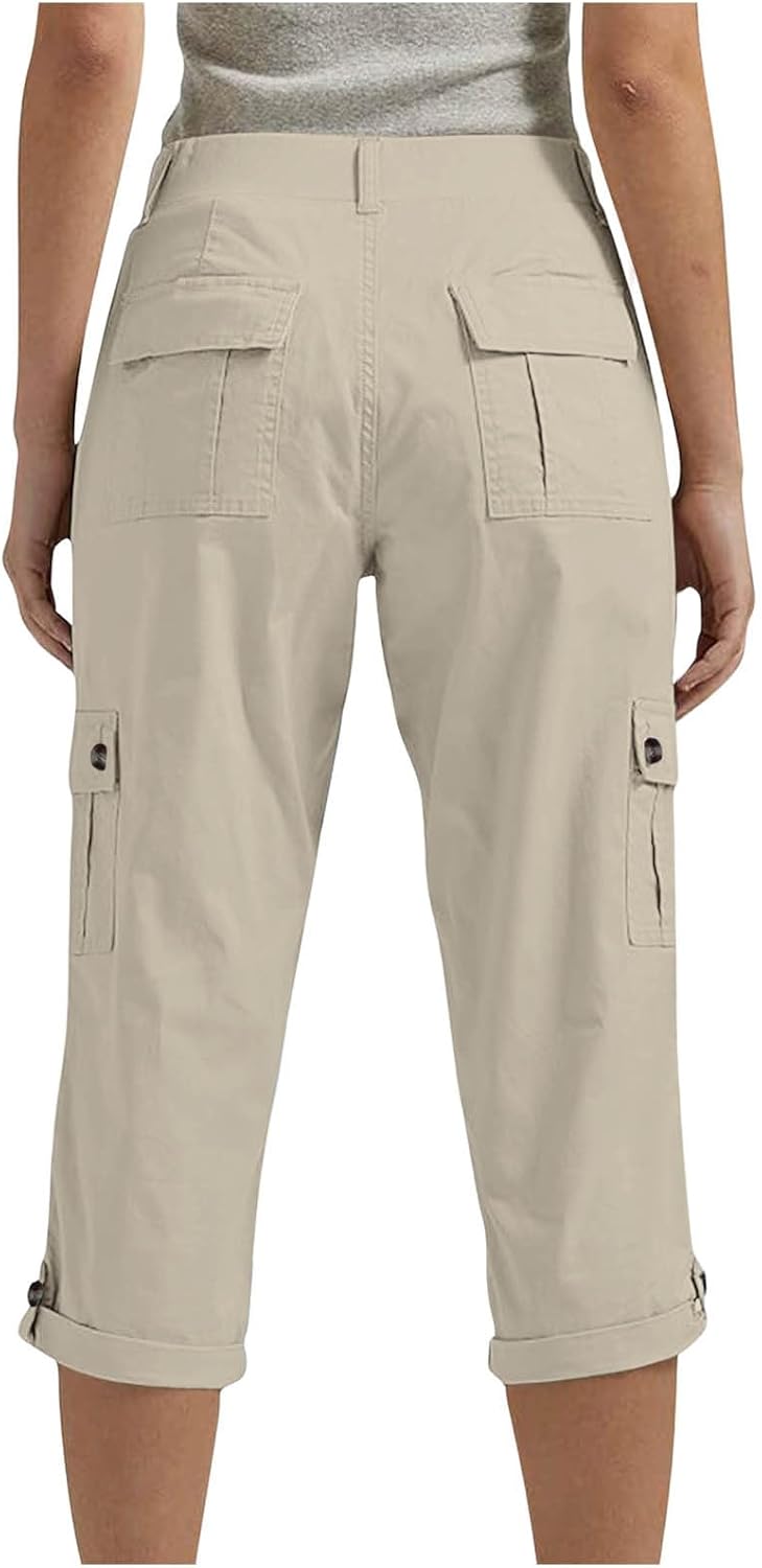 Women's Cargo Capris Pants with 6 Pockets Lightweight Travel Hiking Summer Pants for Casual Cropped Trousers
