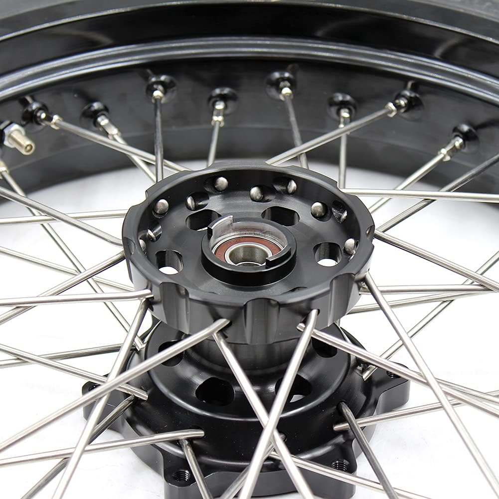 KKE 3.5/4.25 CUSH Drive Fit Suzuki DR650SE 1996-2022 Supermoto Wheels CST Tires Black Hubs
