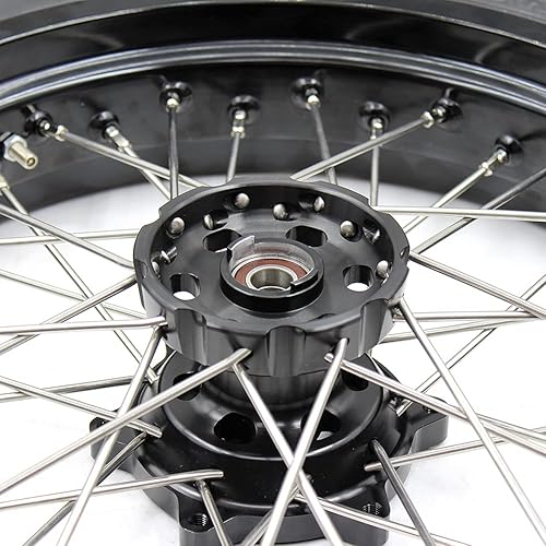 Miniatura 8 de KKE 3.5/4.25 CUSH Drive Fit Suzuki DR650SE 1996-2022 Supermoto Wheels CST Tires Black Hubs