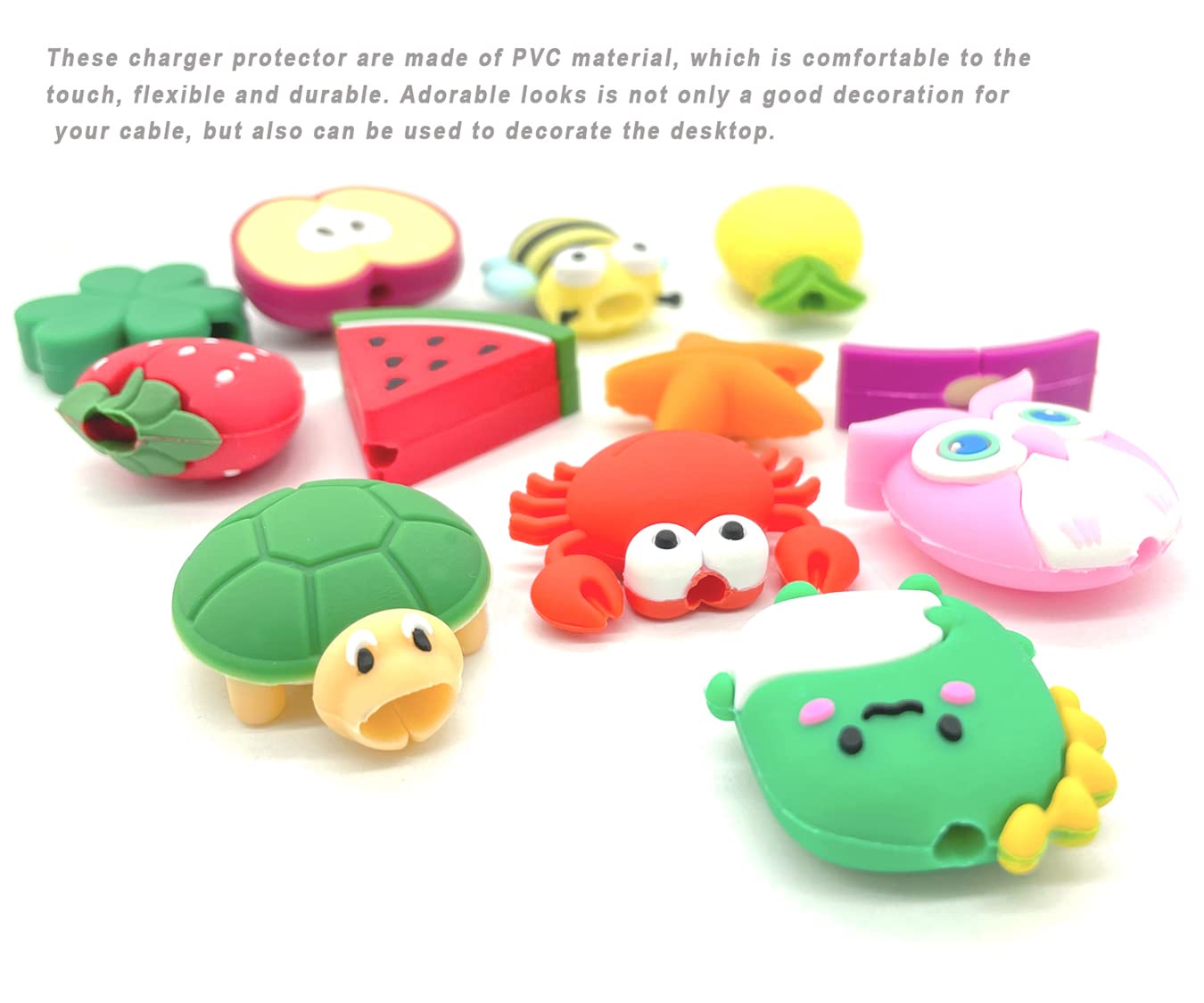 Confezione da 12 protezioni per cavi a forma di frutta, per chomper, masticatori, amici, accessori per cellulare, cavo di ricarica USB