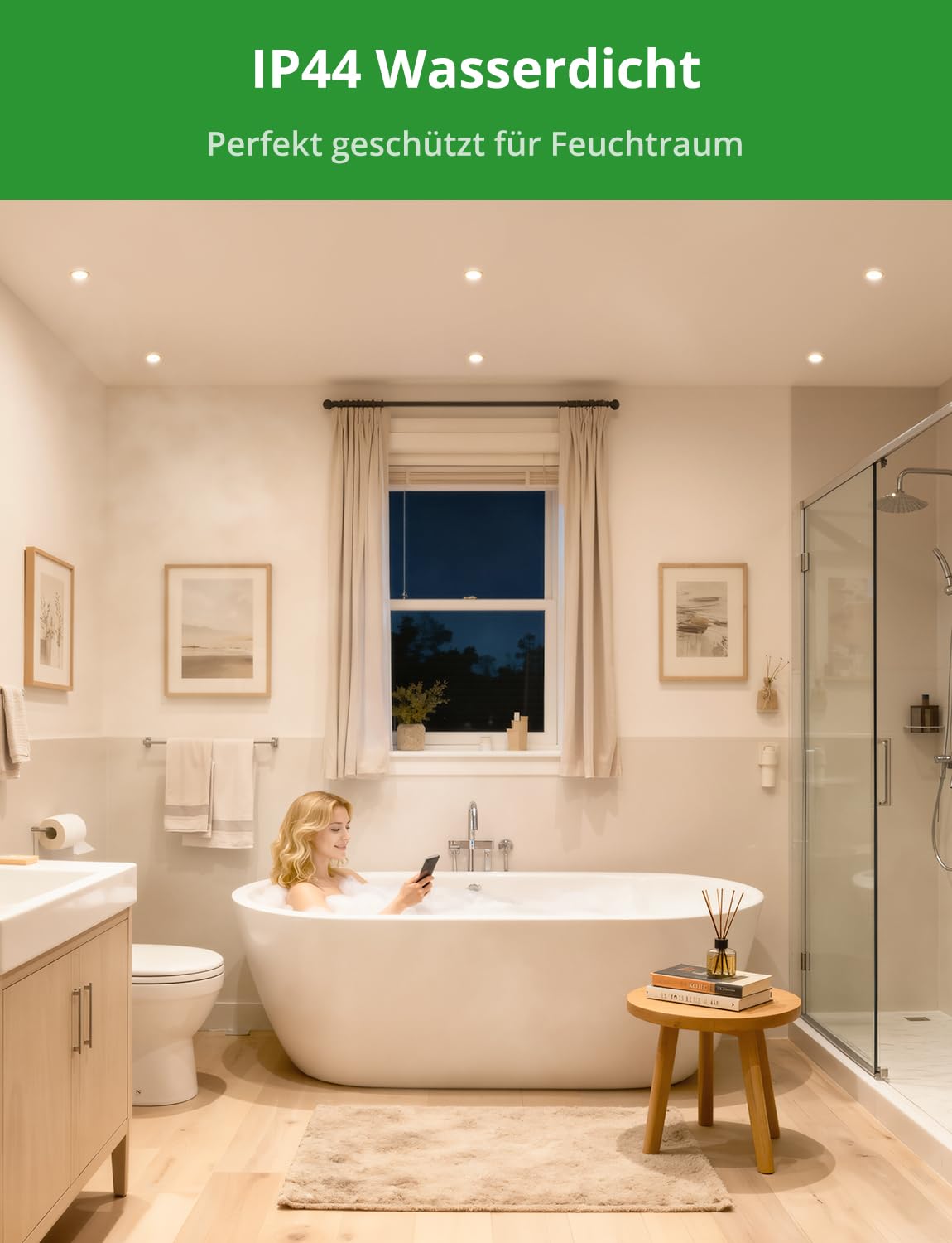 HOMEOW 20er Set LED Einbaustrahler 230V Dimmbar, Led Spots 68mm - 80mm Lochmaß, IP44 Einbaustrahler LED 5W 400LM Warmweiß Neutralweiß Kaltweiß, 24mm Ultra Flach Deckenspots für Badezimmer Küche