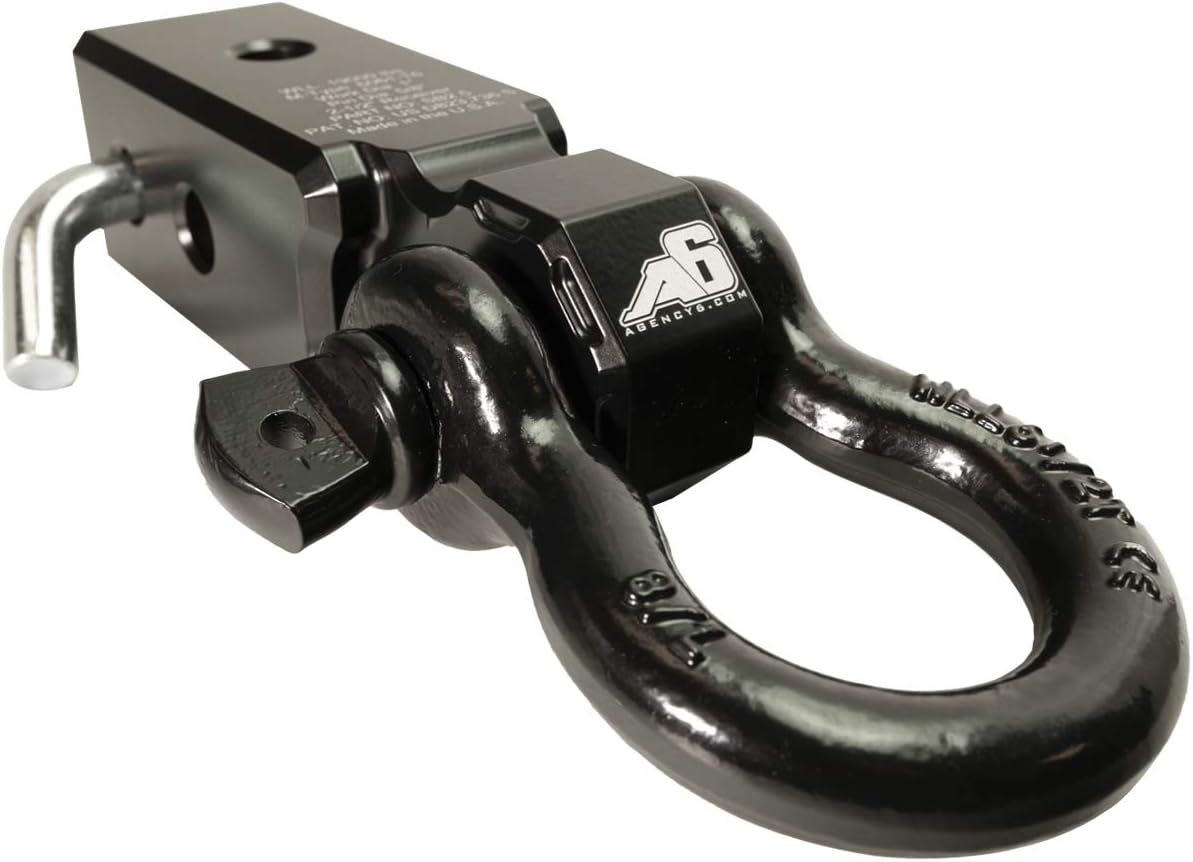 Agency 6 Recovery Shackle Block Assembly 2.5 INCH Double Hole, Black - Hitch Receiver Block - Proudly Made in The USA