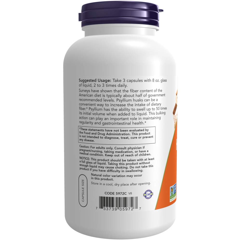 NOW Foods Psyllium Husk 500mg, 500 Capsule (2 Pack) — Amazon image 3