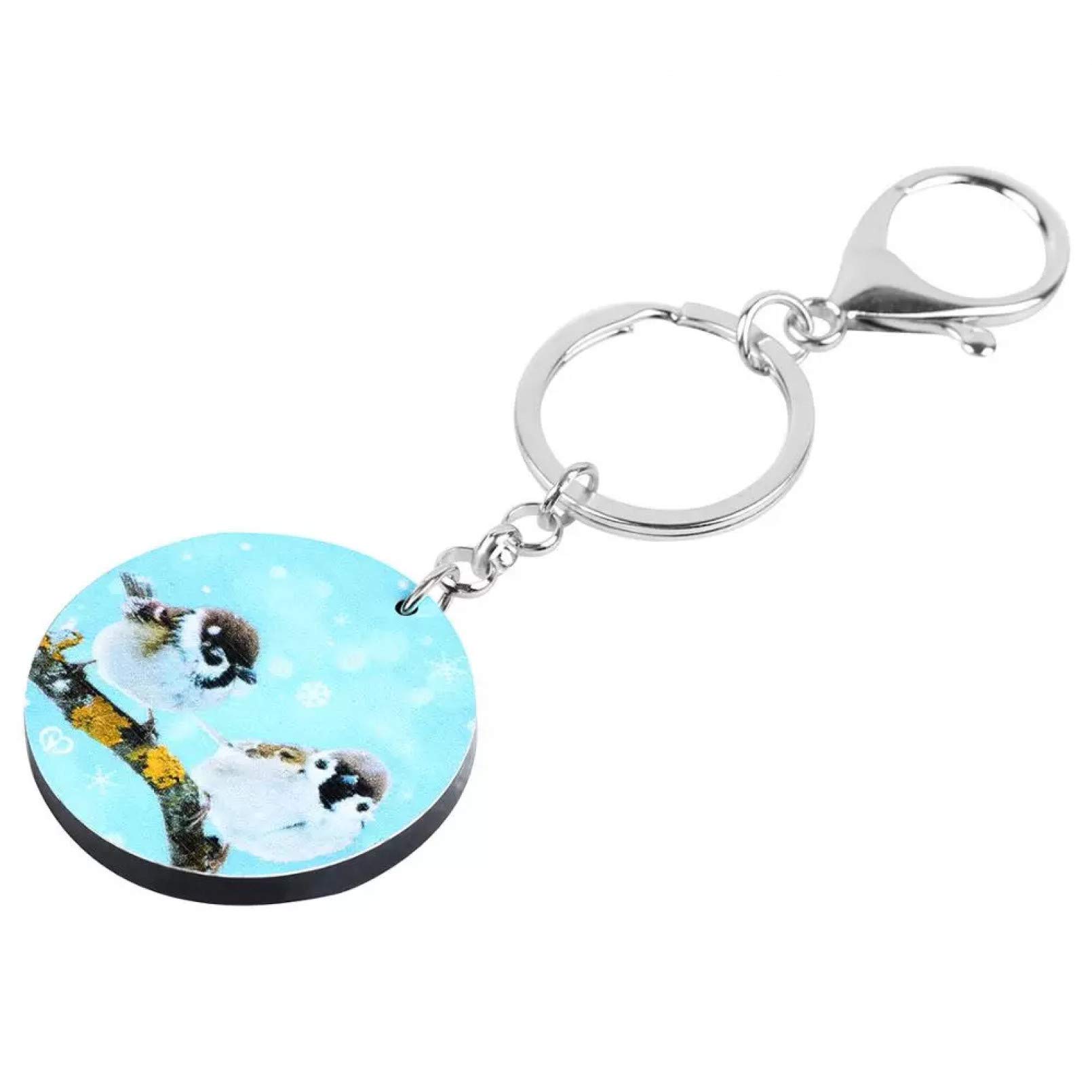 Keychains Key Ring Round Standing Parus Major Keychains Big Lovely Animal Key Ring For Women Kids Friends Gift Charms