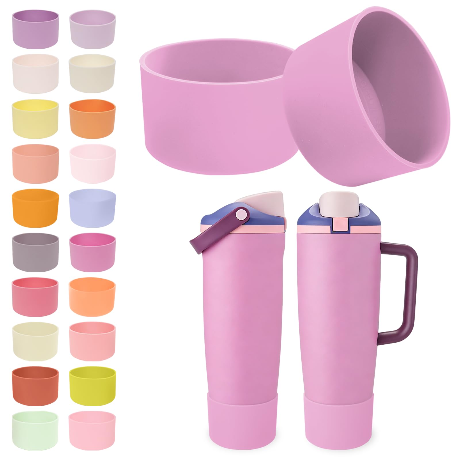 Kaitiaki 2Pcs Silicone Boots for 30oz & 40oz Owala Bottles Sway & Tumblers – Non-Slip, Scratch-Resistant, Stability Enhancer for Owala Accessories, Available in 18 Colors (Lilac Bloom) — image 1