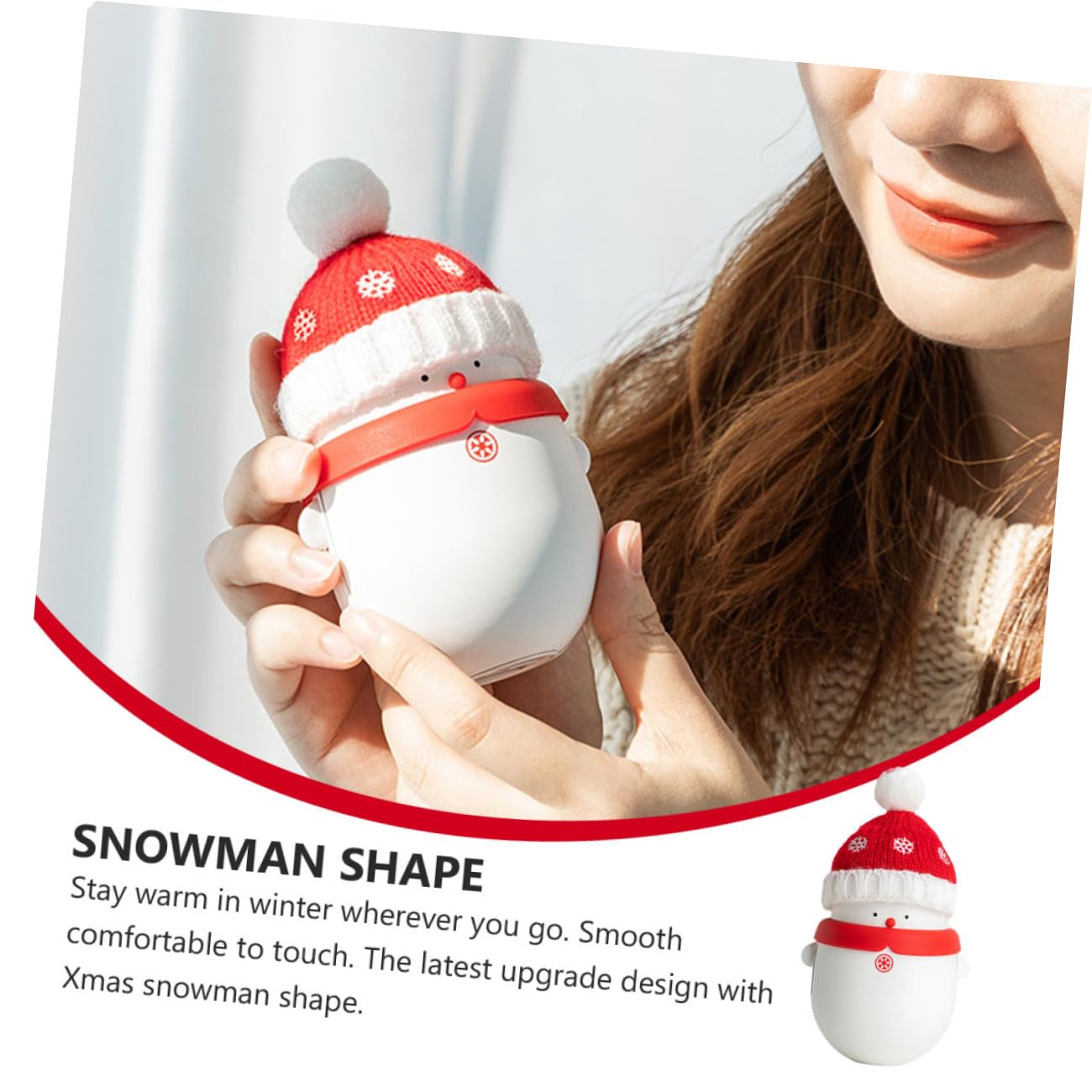 Yardwe Wiederaufladbarer USB Handwärmer mit Weihnachtsschneemann Design als Powerbank und Handy-ladegerät für Kalte Winter Tage