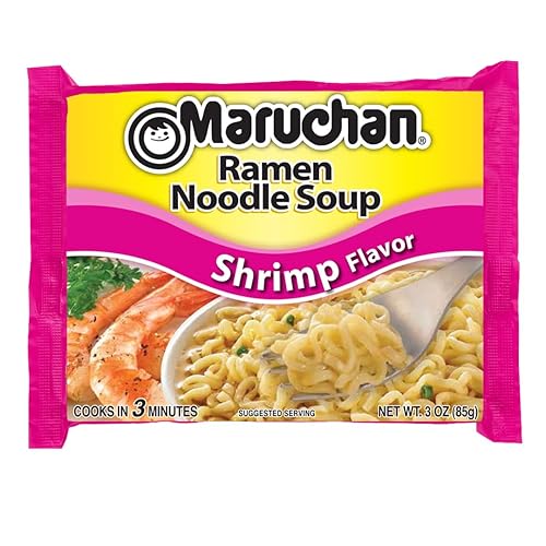 Vista 2 de Maruchan Ramen Fideos instantáneos sabor a camarón, comidas listas para comer, 3 oz, 24