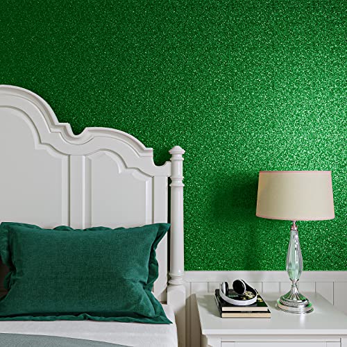 Varypaper 15.7''X78.7'' Green Chunky Glitter Wallpaper Peel And Stick Green Glitter Contact Paper Self Adhesive Removable Sparkle Sequin Wallpaper Fabric Wall Covering For Bedroom Accent Walls Cabinet #TOP5