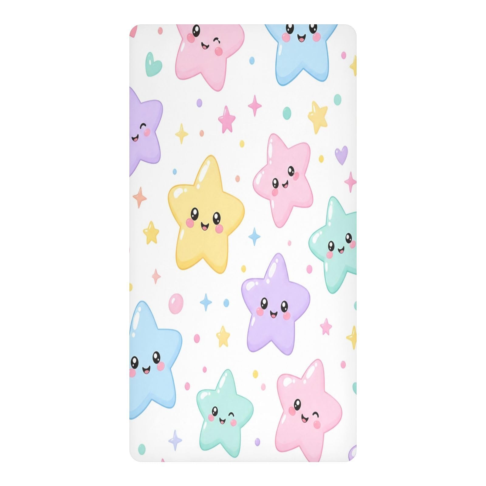 BOESI Cute Star Waterproof Crib Sheet,Fitted Mattress Protector