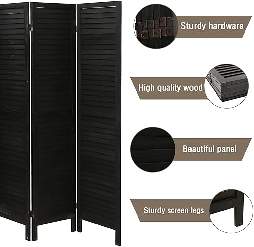 Miniatura 10 de ECOMEX Divisor de habitación de 4 paneles de 56 pies de madera y pantallas plegables de privacidad para el hogar oficina restaurante dormitorio