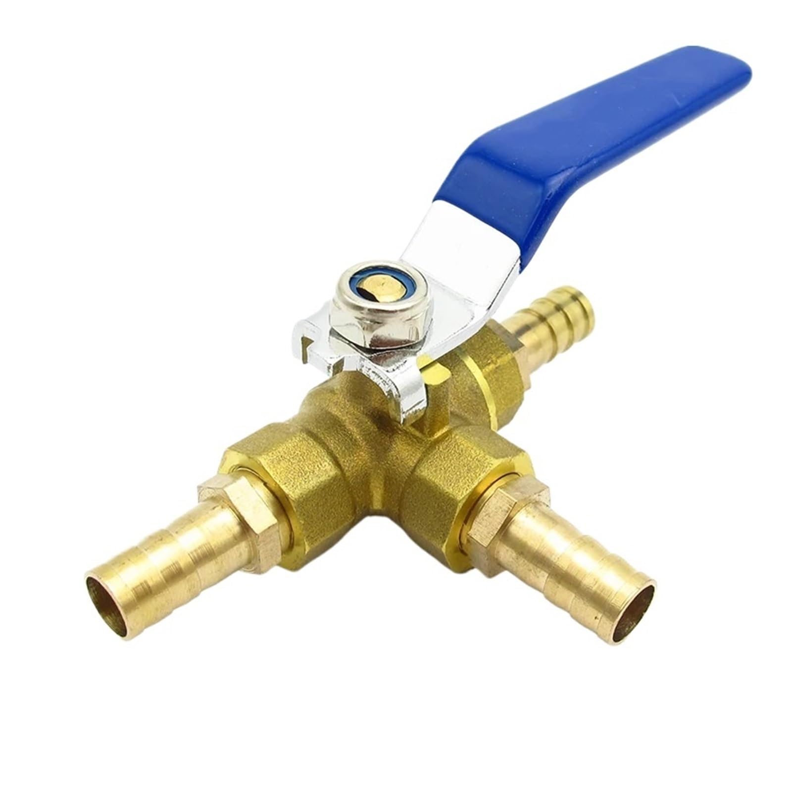 Llave De Paso Agua Conector de válvula de bola de latón de tres vías con espiga for manguera, de 6 mm, 8 mm, 10 mm, 12 mm, 14 mm, 16 mm y 19 mm, for agua, aceite, aire y gas.(19mm OD)