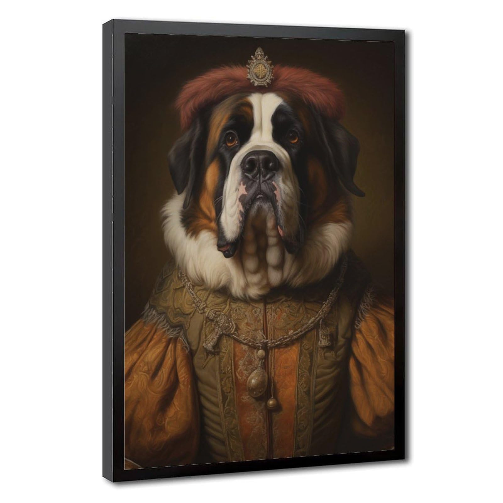 Pyberon Black Frame-Style Saint Bernard Canvas Poster For Dorm Room Decor Gift