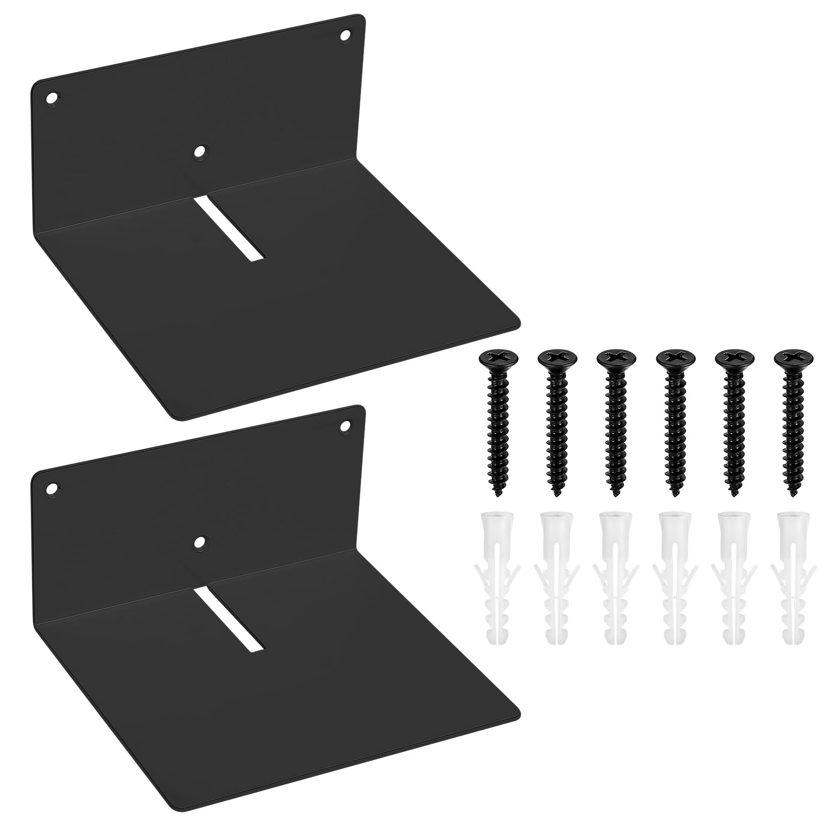 2 Piezas Estanteria Pared Pequeño, Baldas Pared, Estantes Flotantes de Pared Invisible, Estantes de Pared de Metal, Repisas de Pared para Baño, Dormitorio, Cocina, Oficina (17x15x8cm-Negro)