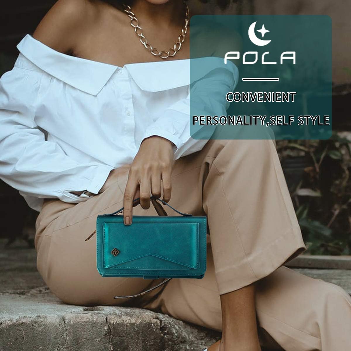 Petocase Compatible Galaxy Note 20 Wallet Case, Multi-Functional PU Leather Zip Wristlets Clutch Detachable Magnetic Card Slots Cash Purse Protection Cover for Samsung Galaxy Note 20 Turquoise