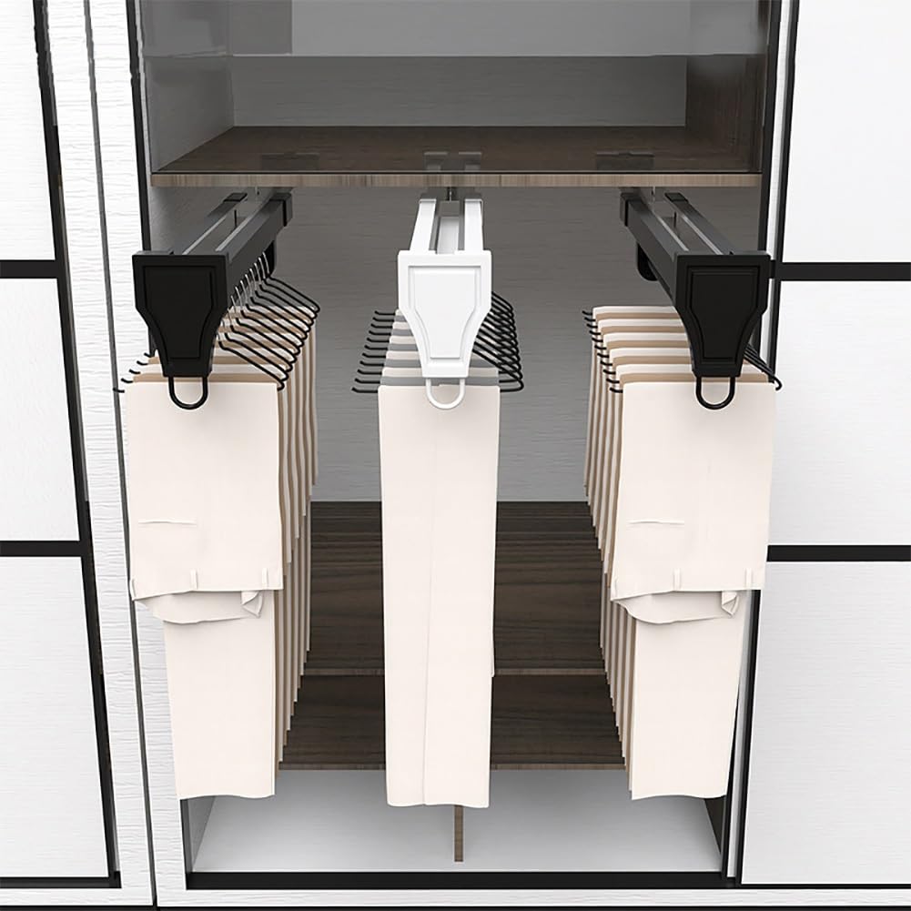 Asta di gancio dell'indomare espandibile, rack di abbigliamento estraibile per cappotti e pantaloni, design salvaspazio, capacità di carico di 30kg, profondità 46.5cm, perfetto per l'organizzazione de