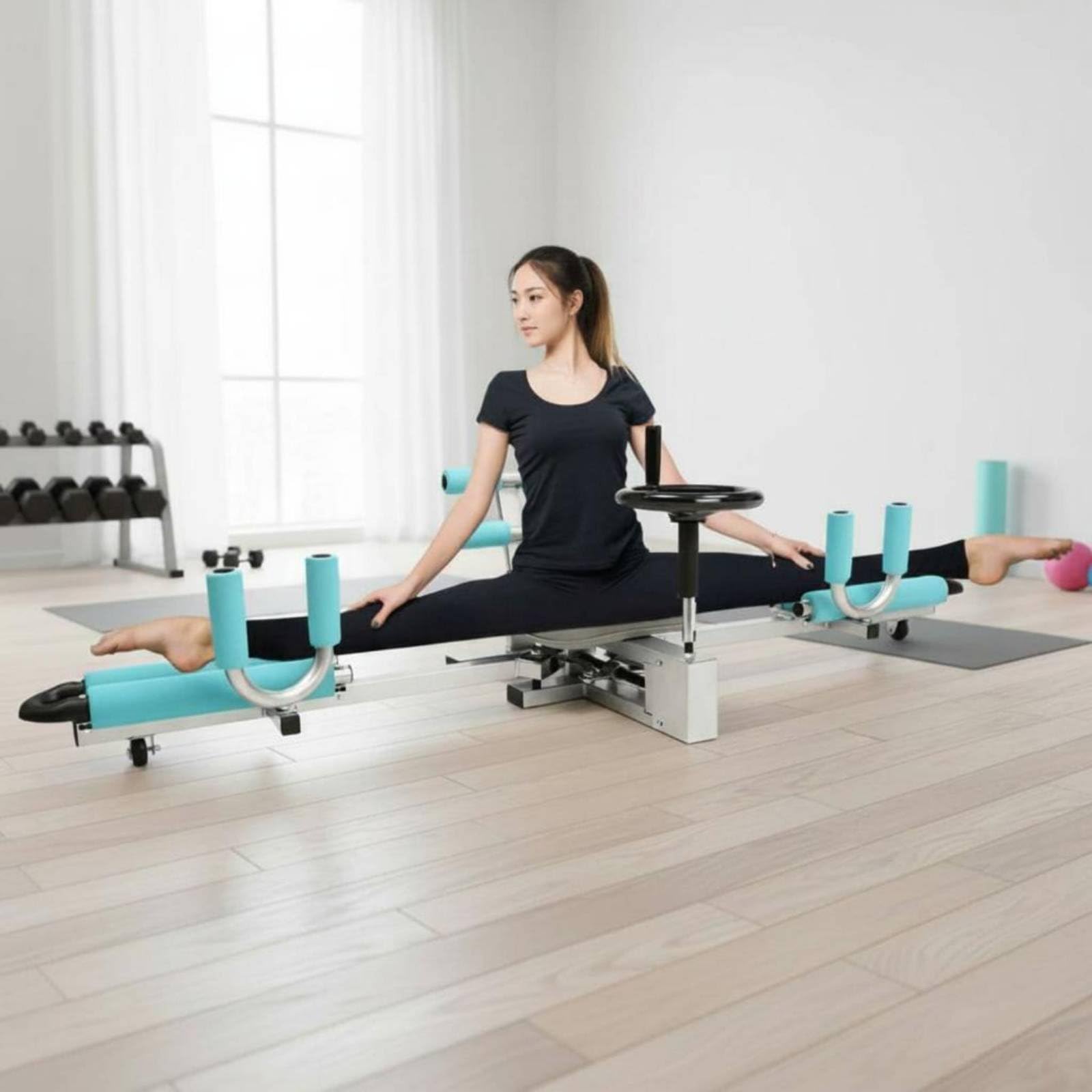 Flexibility Attrezzo per Spaccate Allenatore per Flessibilità Macchina per Stretching Estensore Gambe Regolabile in Acciaio con Punti Imbottiti con