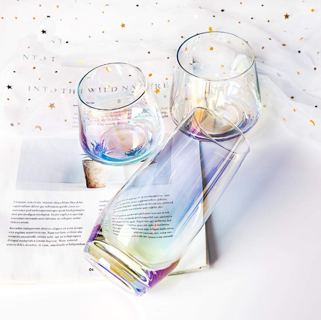 Bunte bleifreie Kristallgläser Mousse Dessertbecher Trinkbecher Saft Milchbecher Bierbecher für Partys, Hochzeiten, Probieren, Verkostungen 6PC a