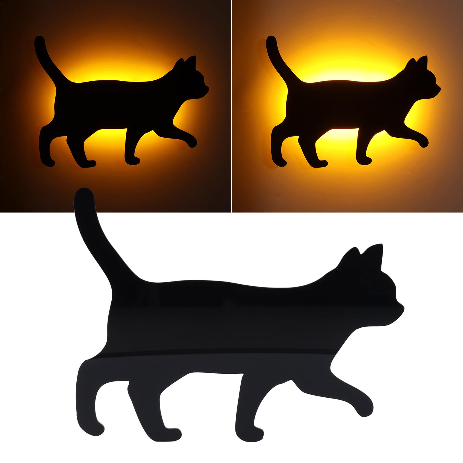 Amazon.co.jp: 猫の夜の光の声アクティブ化された黒猫シルエットランプ