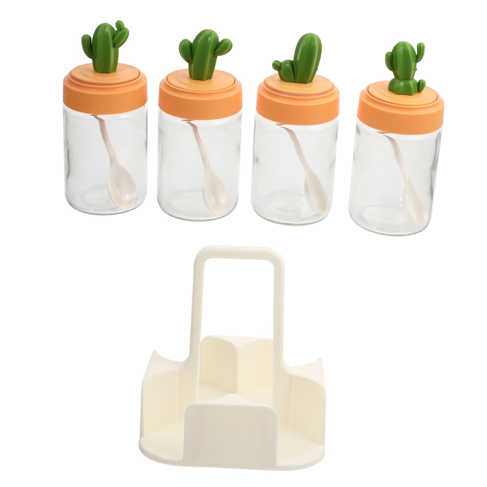 Tarro de Especias Forma de Cactus, Juego de 4, Vidrio