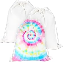 RAINFLOW 3 PCS Cotton Drawstring Bags - Sublimation Blank Canvas Drawstring Bags,White Tie Dye Bag DIY Items for Tye-dye,Hand-painted,Gym,Sport,Travel,Party