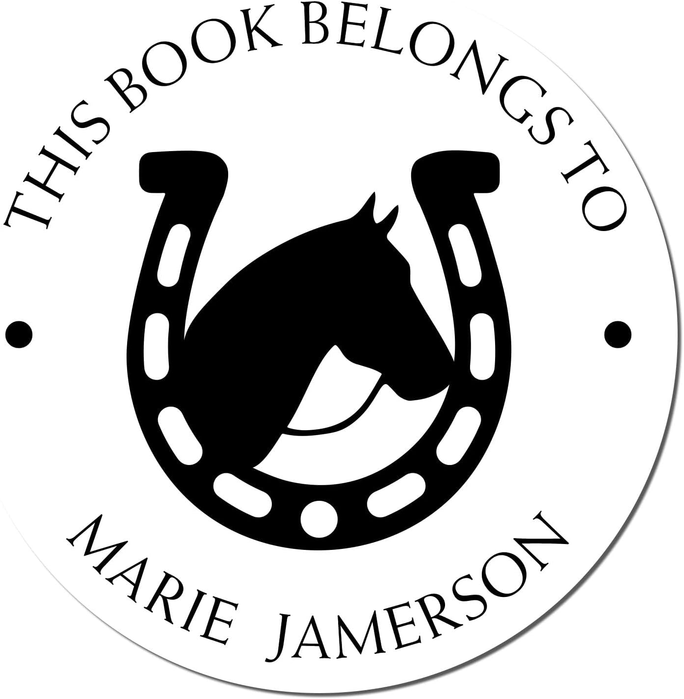Majestic Dream Horse Personalized Wood Stamp - Custom Ex Libris Design Stamp for Book Lovers, Unique Personalized Bookplate Label Stamper, Gift for Readers, 1-5/8" Size