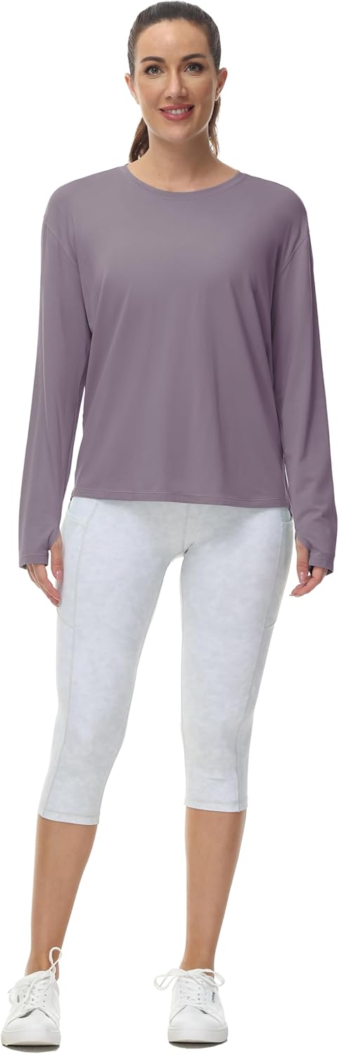 THE GYM PEOPLE Women's Long Sleeve Workout Shirts Back Loose Fit Running Tee Tops with Thumb Hole - Image 3