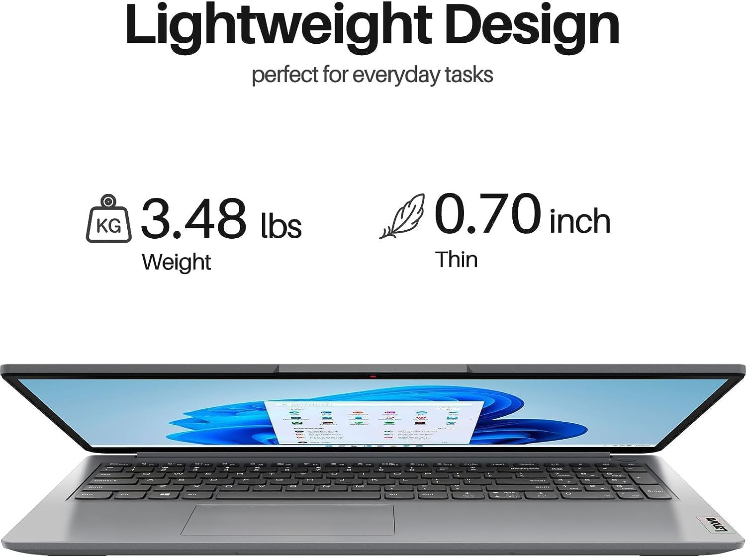 Lenovo Ordinateur portable IdeaPad 1 15,6", processeur AMD Athlon Silver 7120U, 4 Go de RAM LPDDR5, 128 Go SSD, carte graphique AMD Radeon, Wi-Fi 6, anti-reflet, Windows 11 Home S, gris nuage