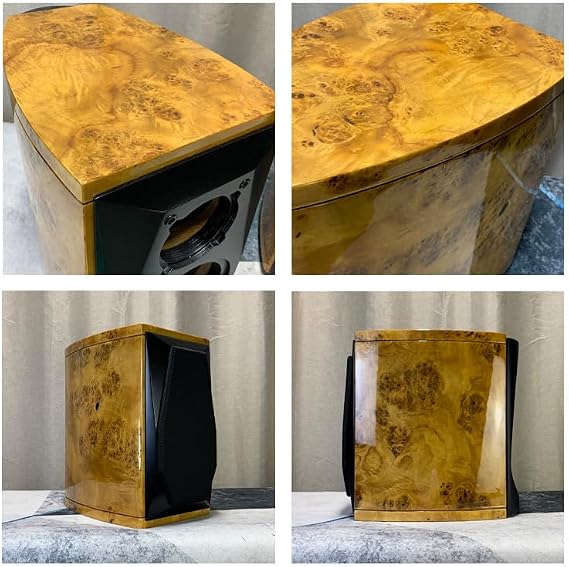 Wooddiy Handmade Customized 6.5 Inch One Pair Speaker Cabinet Empty Box Two-Way Classic Style Speaker Birch Plywood Baltic Waist Drum Radian Gloss BookShell DIY (Amber)