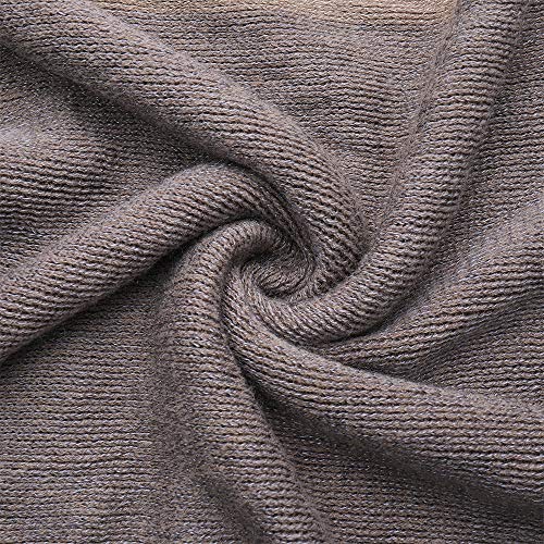 Image of Women's Elegant Knitted Shawl Poncho with Fringed V-Neck Striped Sweater Pullover Cape Gifts for Women Mom