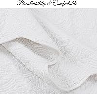 Vista 5 de Cozy Line Home Fashions - Juego de edredón de cama de algodón 100% Victoriano con medallón sólido blanco, matelassé, grabado, reversible, ligero