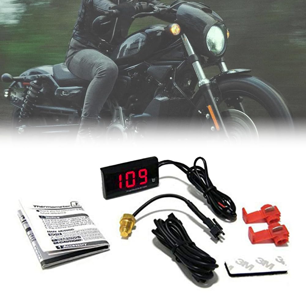 Termometro digitale universale per moto a LED con sensore, indicatore della temperatura dell'acqua 0-120 ℃ per scooter da corsa 12V, luce rossa