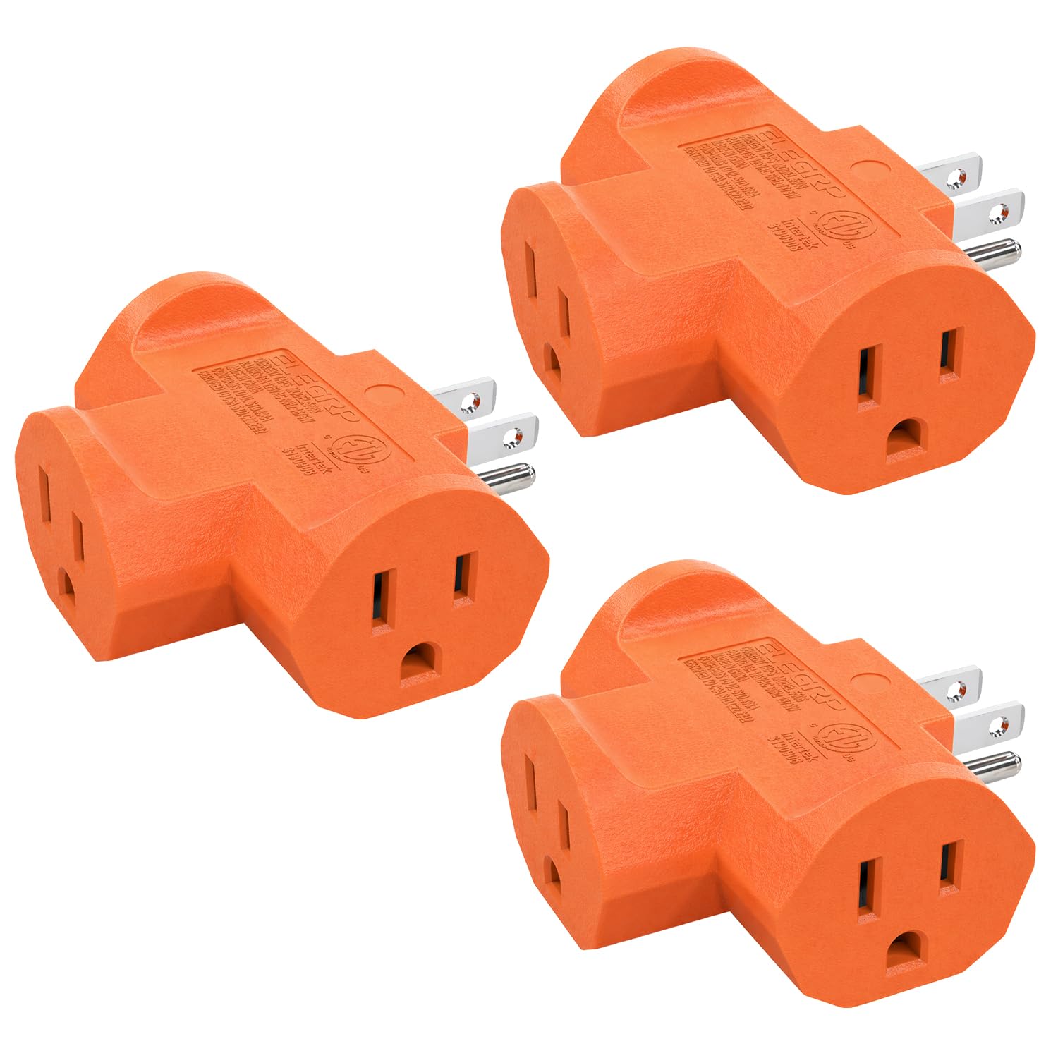 ELEGRP 3-Prong Weatherproof 3-Outlet Extender Adapter, Heavy Duty Triple Grounding Outlet Power Extender with Dust-proof Cover, Indoor/Outdoor Use, ETL Listed, 1 Pack, Green