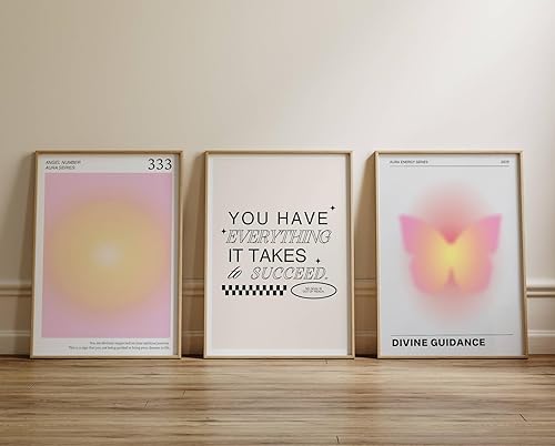 Miniatura 4 de iHery Juego de 3 pósteres sin marco de números de ángel de aura 333, arte de pared en lienzo de 12 x 16 pulgadas, decoración de habitación, TikTok