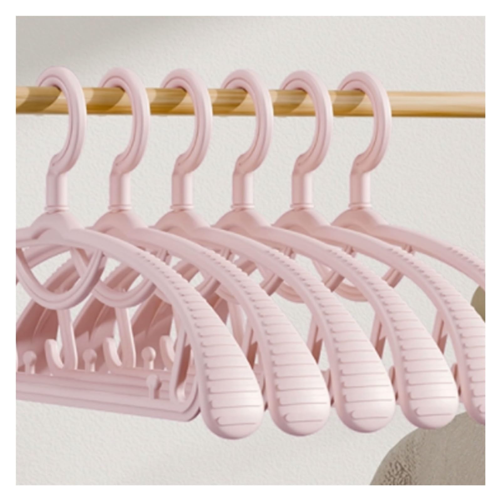Perchas de plástico con Ganchos Que se Pueden unir for Ahorrar Espacio en el hogar y el Dormitorio.(Rot,50 Pack)