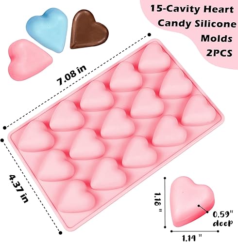 Miniatura 2 de 2 moldes de silicona con forma de corazón, 15 cavidades pequeñas en forma de corazón para hornear chocolate, dulces, gomitas, cubitos de hielo