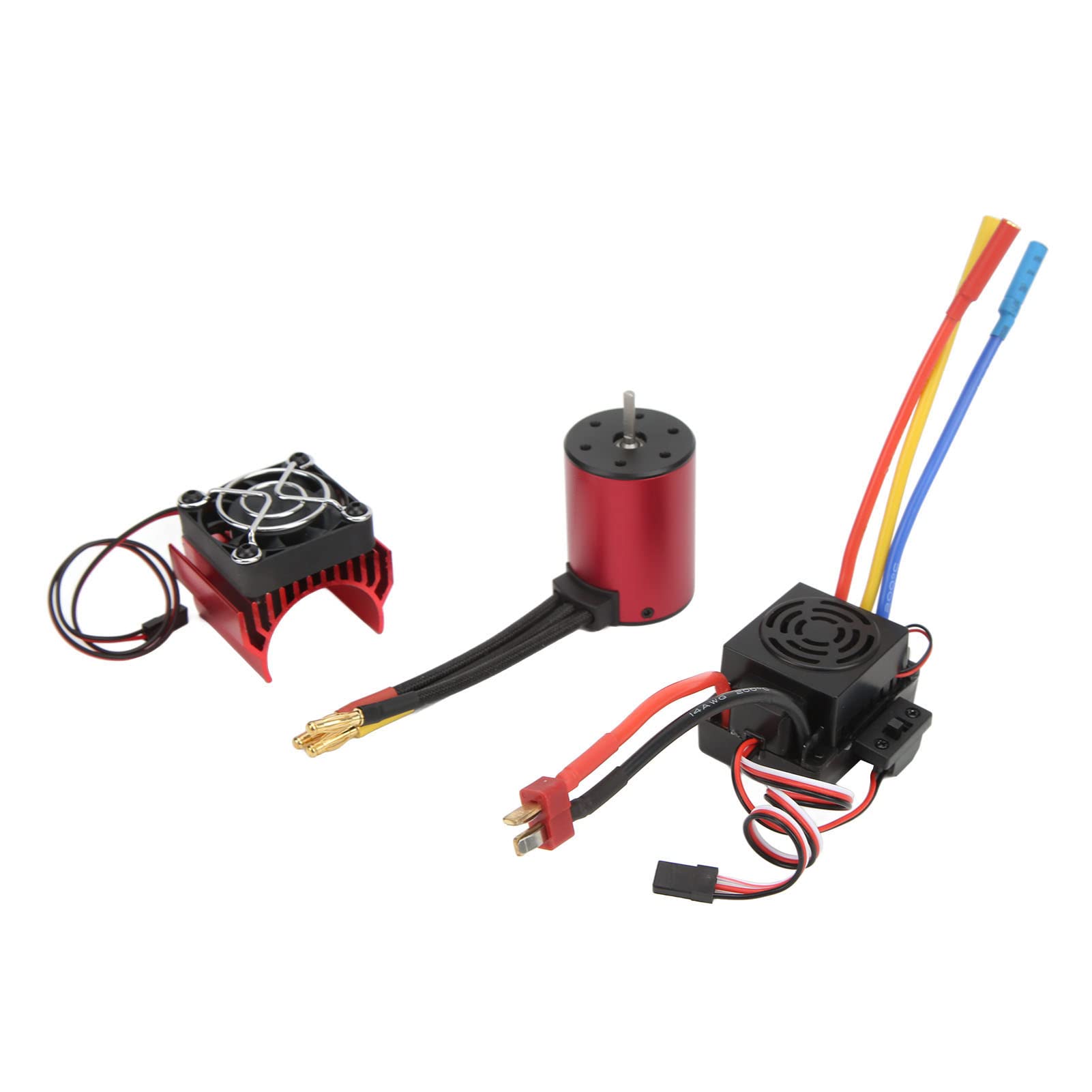 Motore brushless impermeabile S3650 3900KV + ESC brushless 60A Spina T maschio + Set ventola di raffreddamento motore per parte di aggiornamento auto RC 1/10