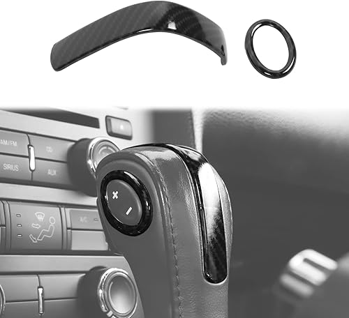 Para Mustang Gear Shift Knob Trim Cover Compatible con Ford Mustang 2013 2014 Fibra de Carbono Interior Accesorios 2 unids