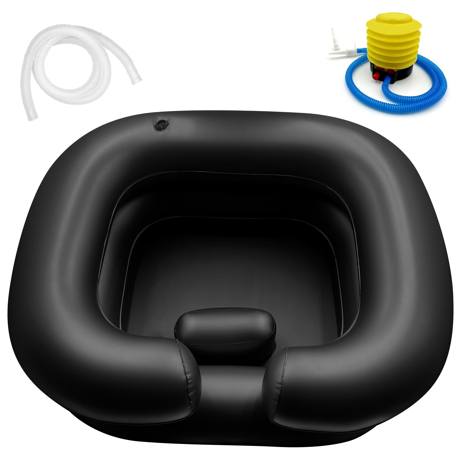 BIRDDIE Inflatable Hair Washing Shampoo Basin, Portable Hair Washing Bowl for Bedridden, Disabled, Injured, Elderly, Hair Shampoo Bowl for Dreadlocks and at Home Hair Washing Sink (Black)