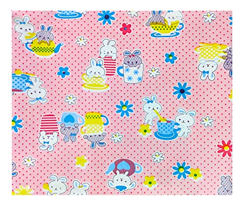 Image of EcoSoft Plastic Sheet,PVC Sheet for Kids,Rubber Sheet for Babies,Bed Wetting Protector(90 x 135 cm) (Pink Rabbit)