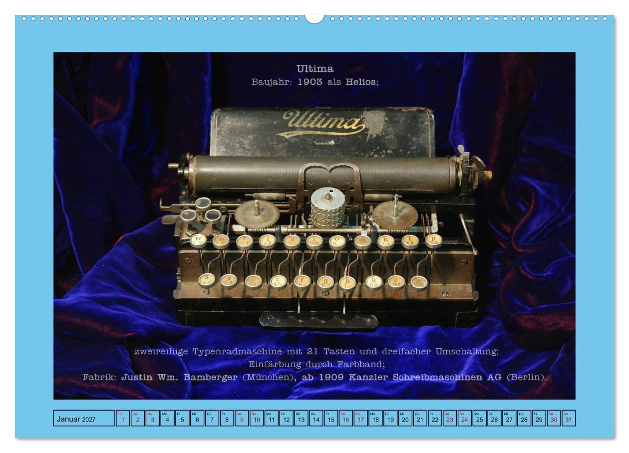 CALVENDO - Schreibmaschinen um 1900 (Wandkalender 2027 DIN A2 quer), Monatskalender: Schreibmaschinen gehörten einst zum Alltag.