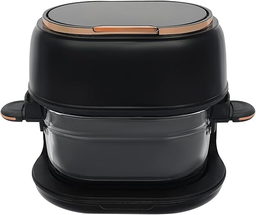 Freidora de aire de vidrio de 4.2 cuartos con pantalla táctil, control de temperatura de 140 a 374 F, preajuste inteligente de 24 horas, circulación