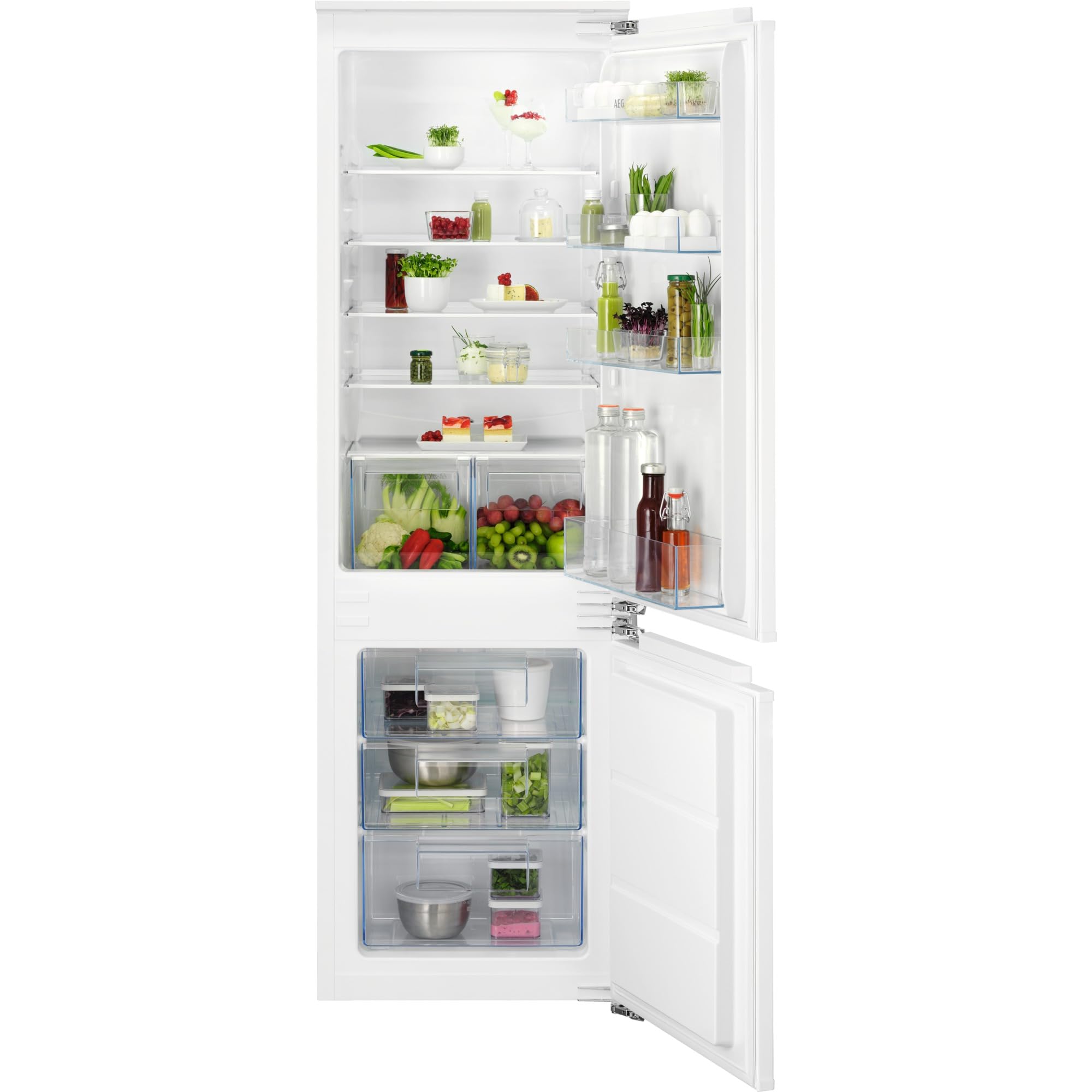 AEG Einbau-Kühl-Gefrier-Kombination 178cm, Serie 5000 ColdSense: schnelle Temperatur-Wiederherstellung, Kühlen 189L, Gefrieren 73L, LowFrost, LED-Display, Schnell-Gefrieren, Festtür, TSC5S183DF