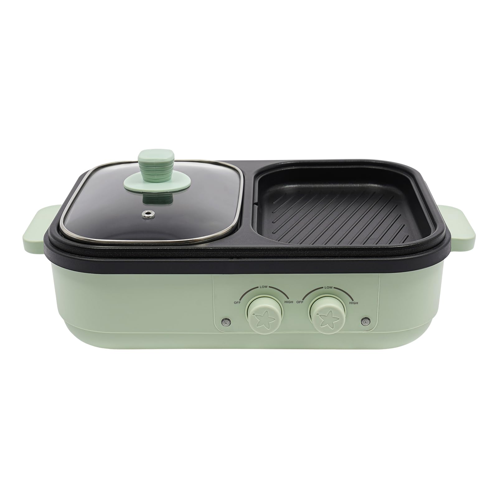 Elektrischer Hot Pot und Tischgrill 2 in 1 Kochtopf, 1300W Dual Use Elektrisch Korean Barbeque mit 2 unabhängiger Temperaturregelung für 1-3 Personen Für Haushalten, Familienfeiern