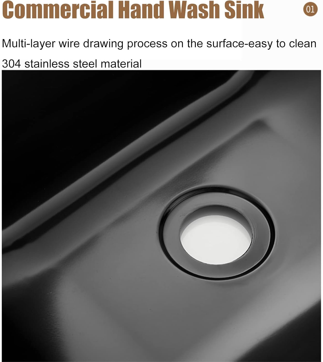 Wall Mounted Stainless Steel Bathroom & Laundry Sink Commercial Hand Wash Basin with Faucet & Drain Black & White Utility Set for Restaurants & Prep Areas,White-Set 3