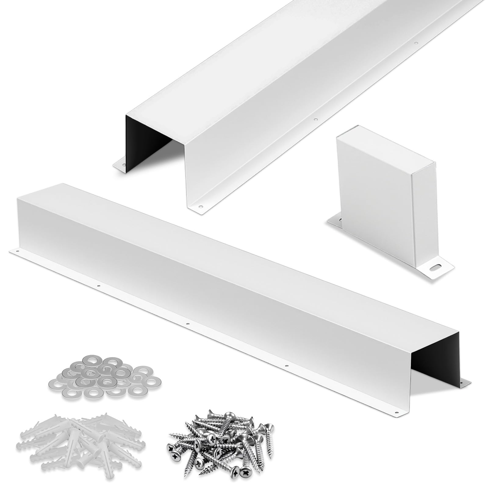 Moxweyeni 1 Pack 4×4 Inch x 3.3 Ft (3.3 Ft Total) Metal Line Pack Cover, Metal Decorative Ac Pipe Line Accessories Cover for White Ductless Mini Split Accessories, Air Conditioner, Heat Pump